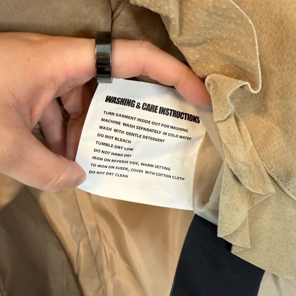 Vintage Midnight Velvet Tan Ruffle Suede Leather Jacket Deadstock Size Large NWT - Picture 11 of 12